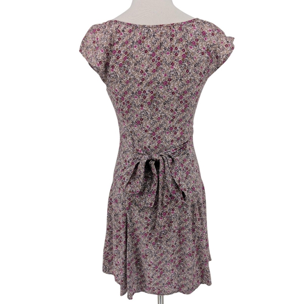 Y2K Mossimo Floral Mini Dress XS Purple Pink Tie Back Boho Feminine Festival - Picture 3 of 14